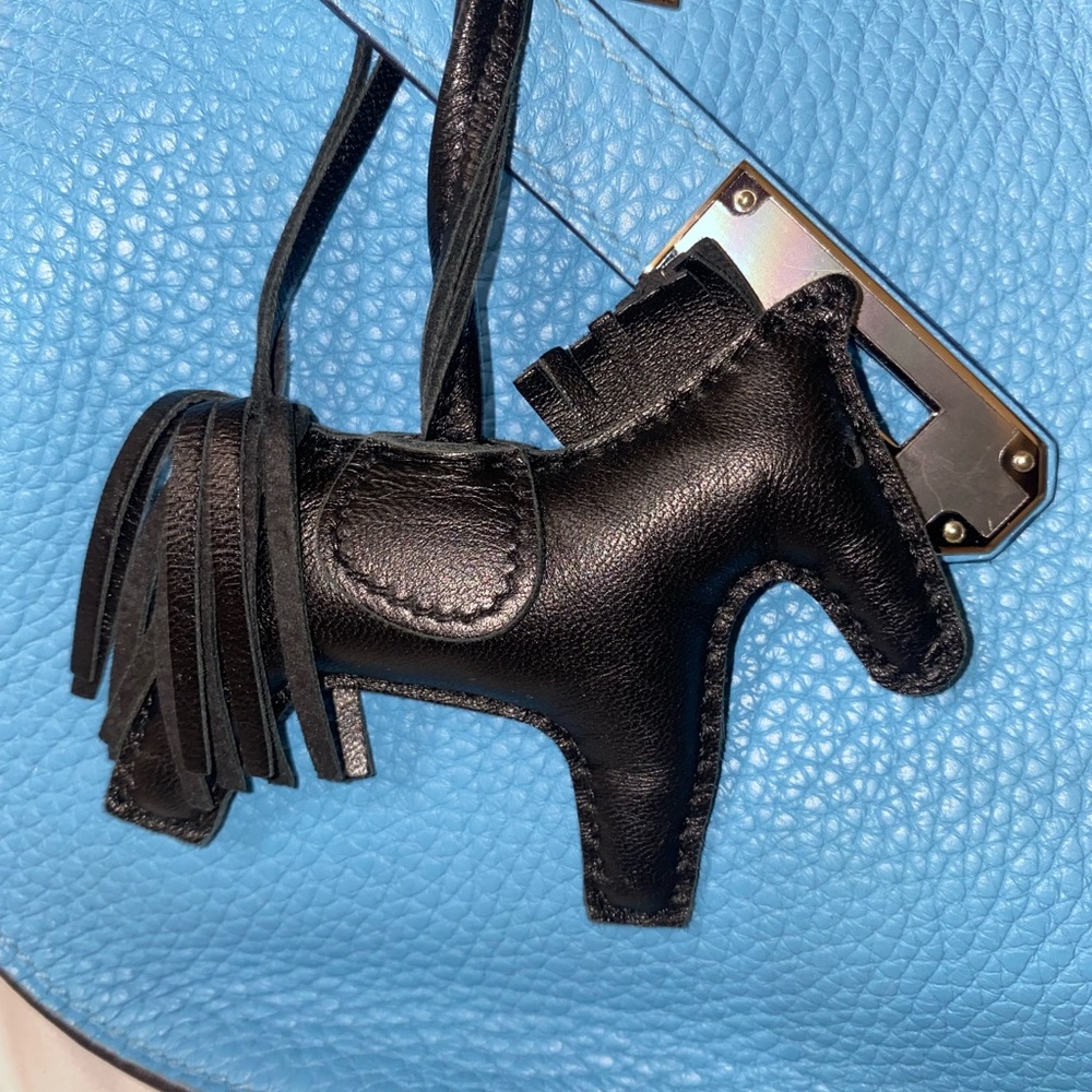RARE HERMÈS Milo Lambskin Grigri Rodeo Horse Bag Charm PM So Black - Picture 6 of 16
